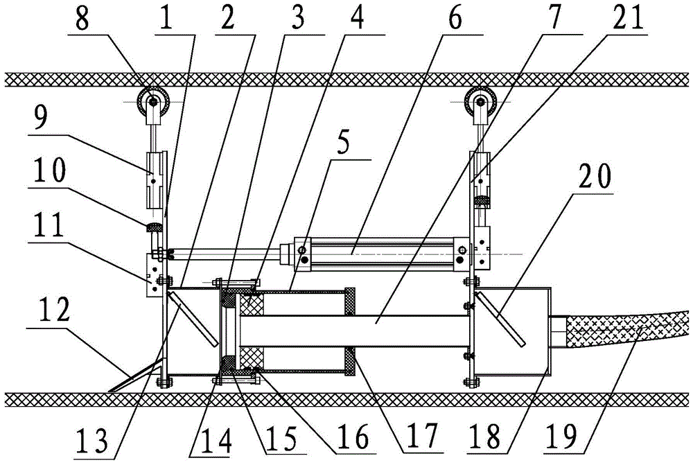 A dredging device for underground drainage pipelines and its step-moving method