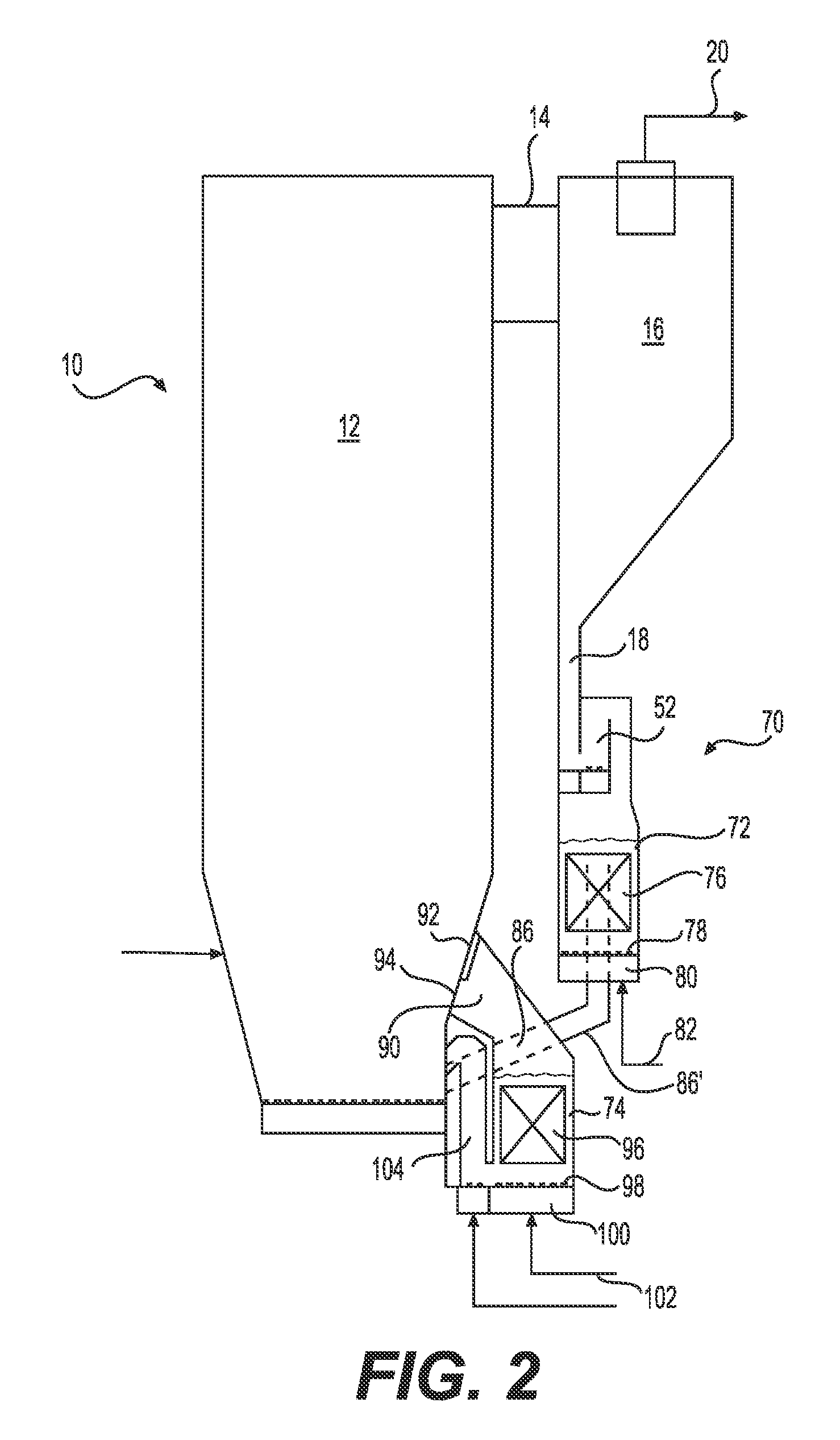 Circulating fluidized bed boiler having two external heat exchangers for hot solids flow