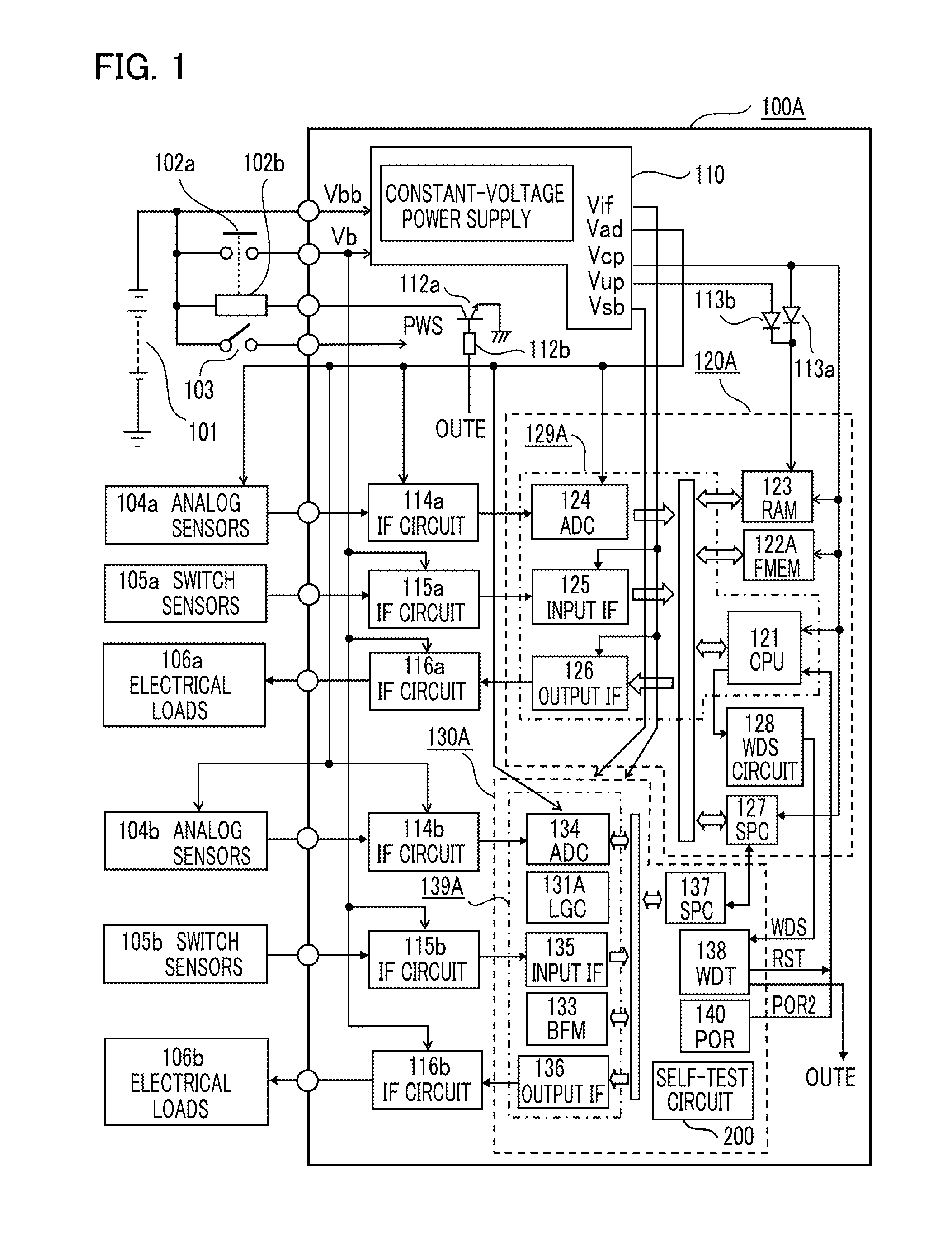 Electronic control unit having integrated circuit element and standalone test unit for integrated circuit element