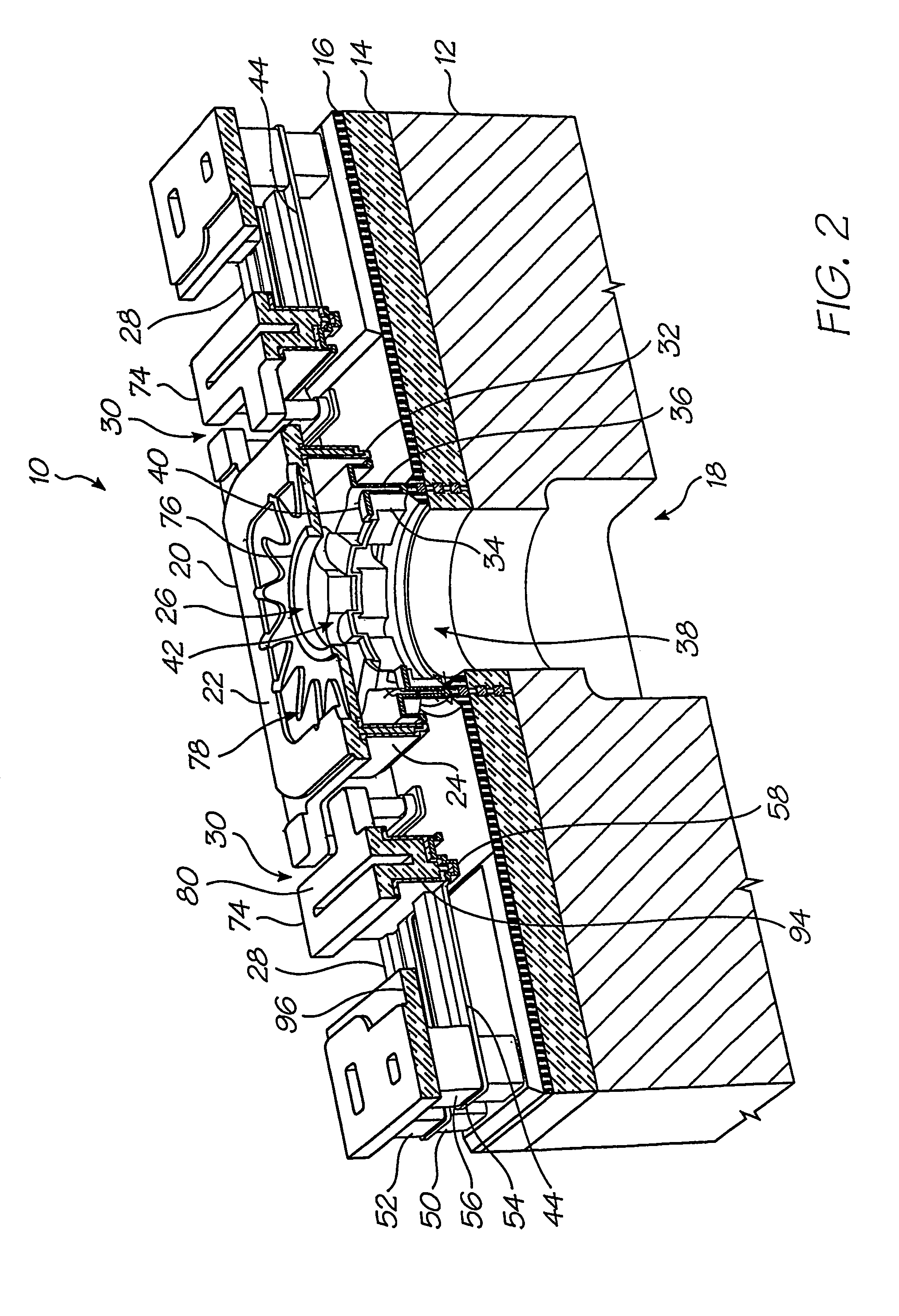 Symmetrically actuated ink ejection components for an ink jet printhead chip