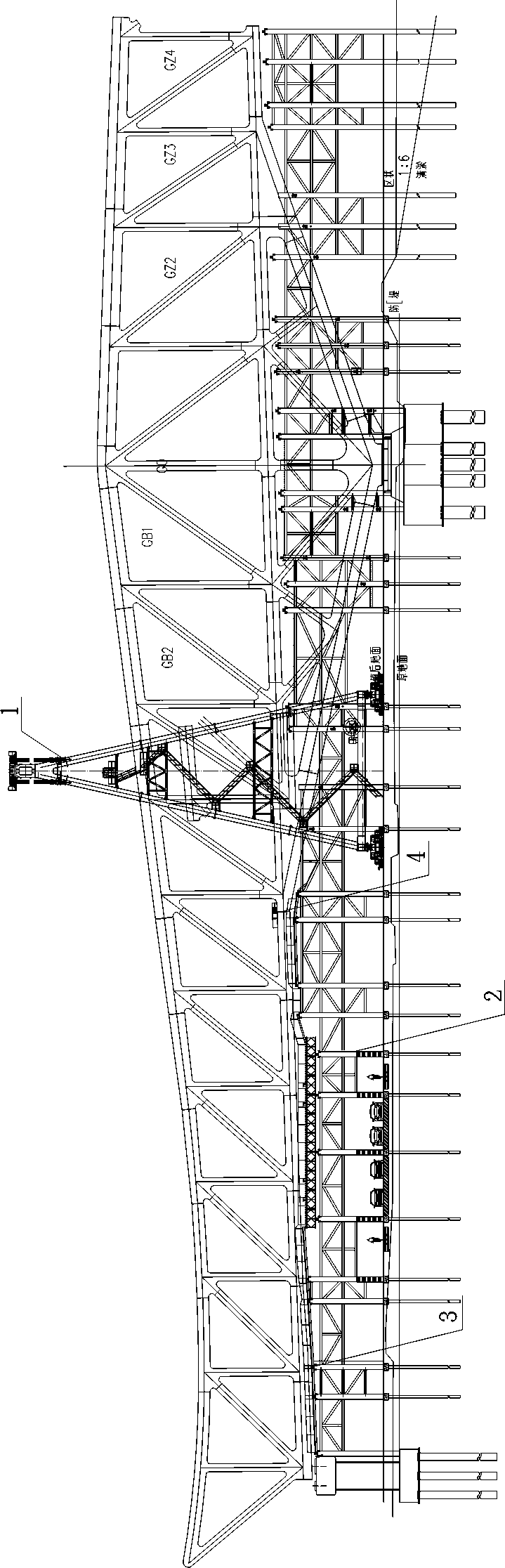 Continuous steel truss bridge side span rapid closure construction system and construction method