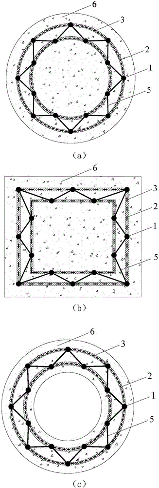 Composite material grid structure and reinforcement concrete combined pile and construction method thereof