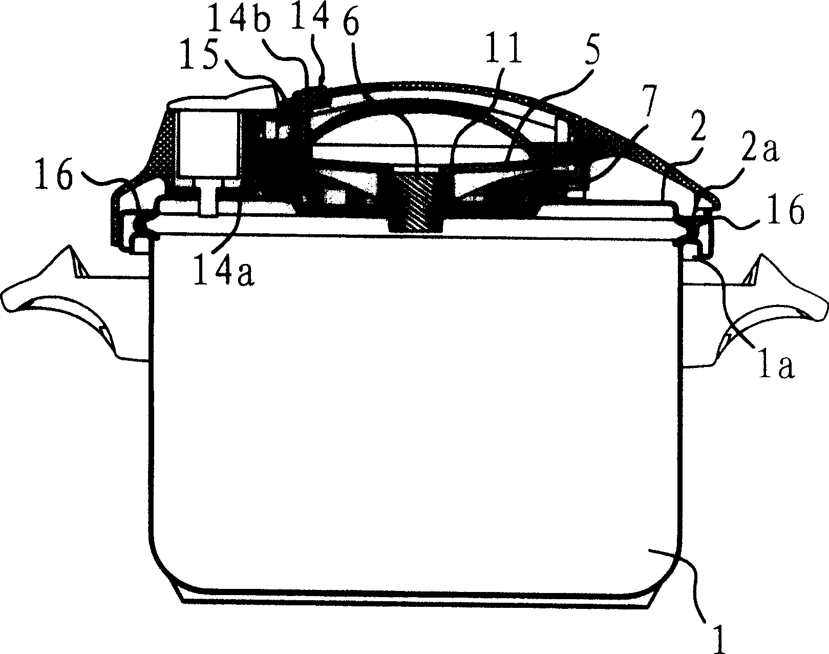 Open and close cover structure of a pressure cooker