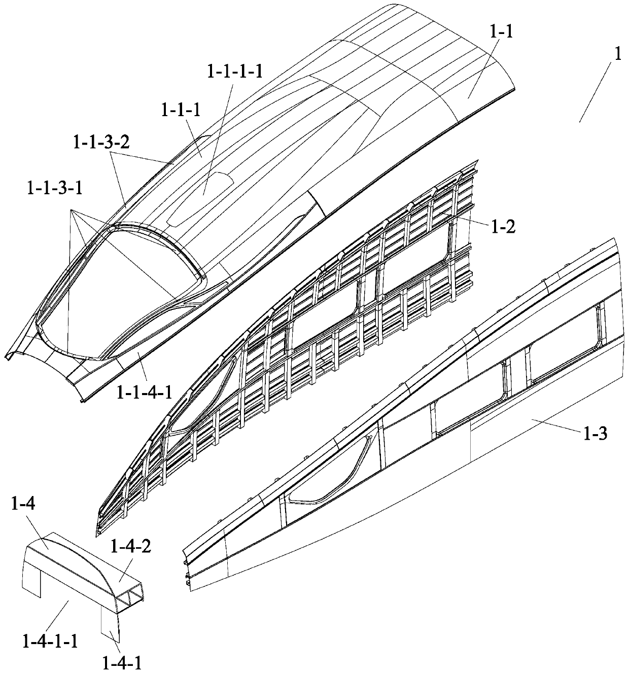 High-speed train head car body assembling device and assembling method