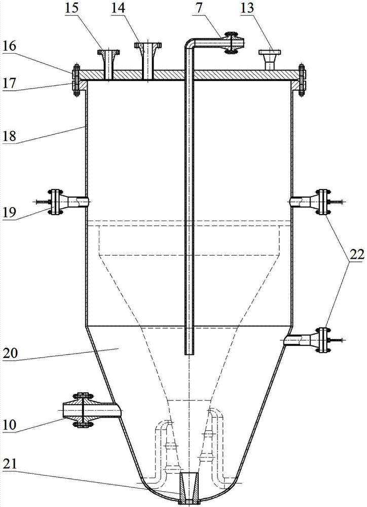 Three-stage pressure-reducing V-shaped hydraulic cyclone air floatation device