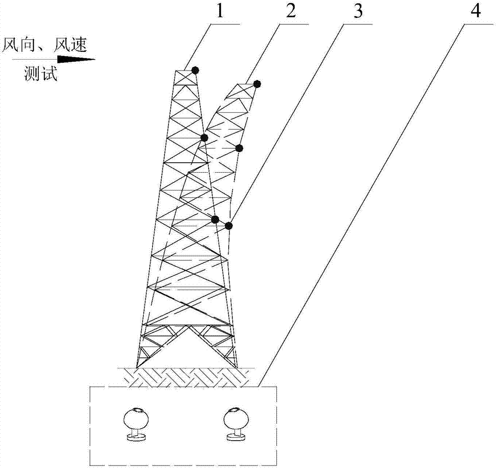 Method for analyzing power transmission tower structure modal through adoption of binocular vision displacement monitoring system
