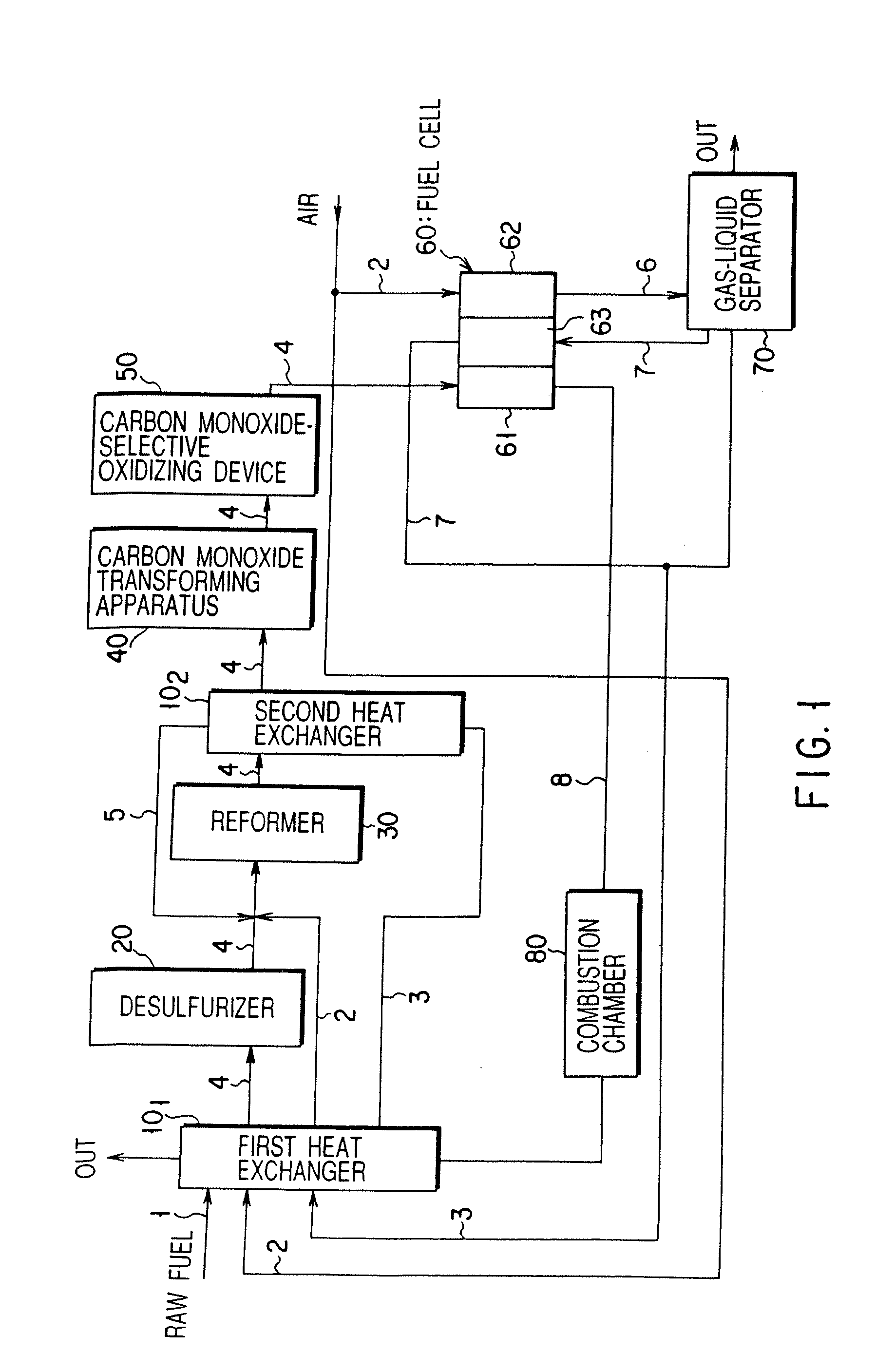 Carbon monoxide transforming apparatus for fuel cell and fuel cell power generating system