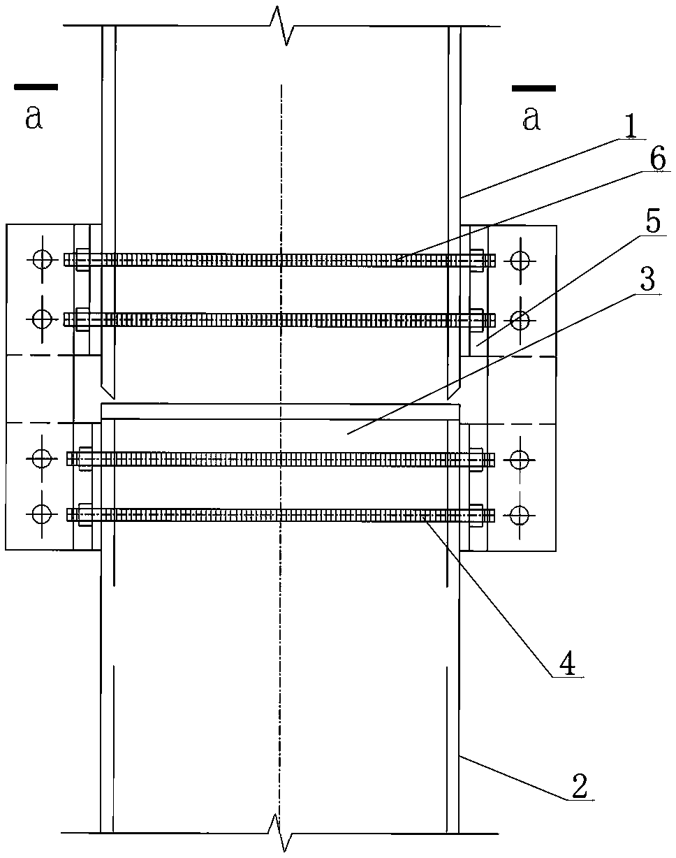 Square pipe column butt joint auxiliary construction structure