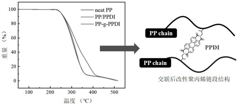 Preparation method of perylene-3, 4, 9, 10-tetracarboxylic dianhydride grafted modified polypropylene film