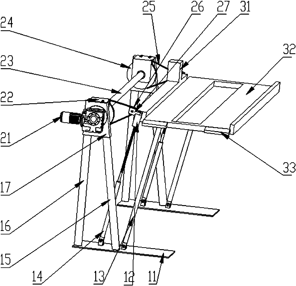 Aerial parking platform device with reversible vehicle loading plate