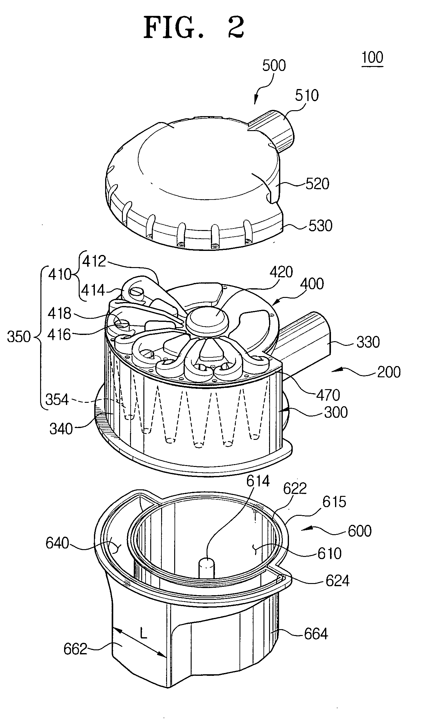 Cyclone vessel dust collector and vacuum cleaner having the same