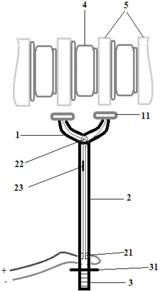 Auxiliary measuring rod for converter valve conduction tests