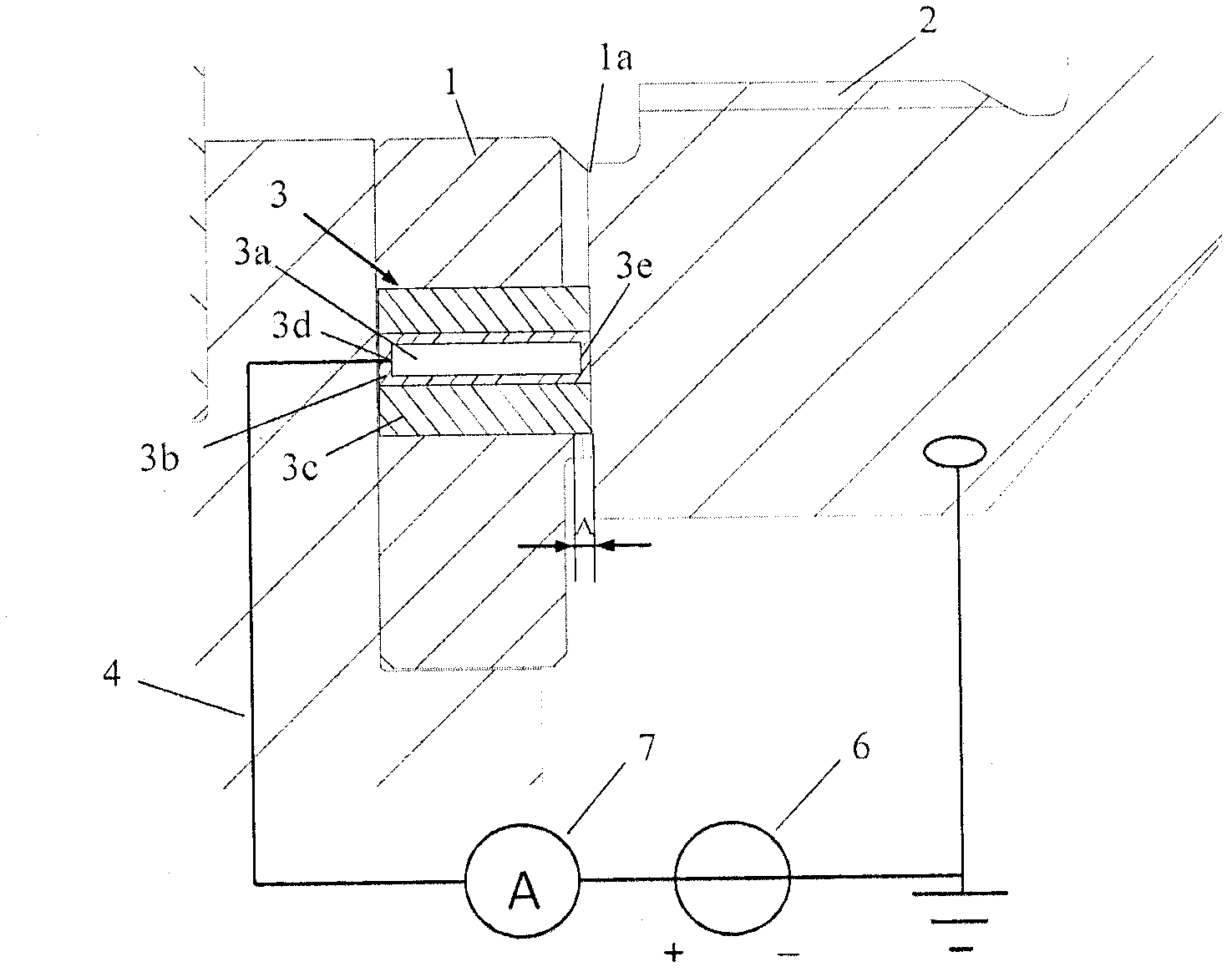 Bearing arrangement, method for detecting wear of a bearing surface in a bearing arrangement and use of a bearing arrangement