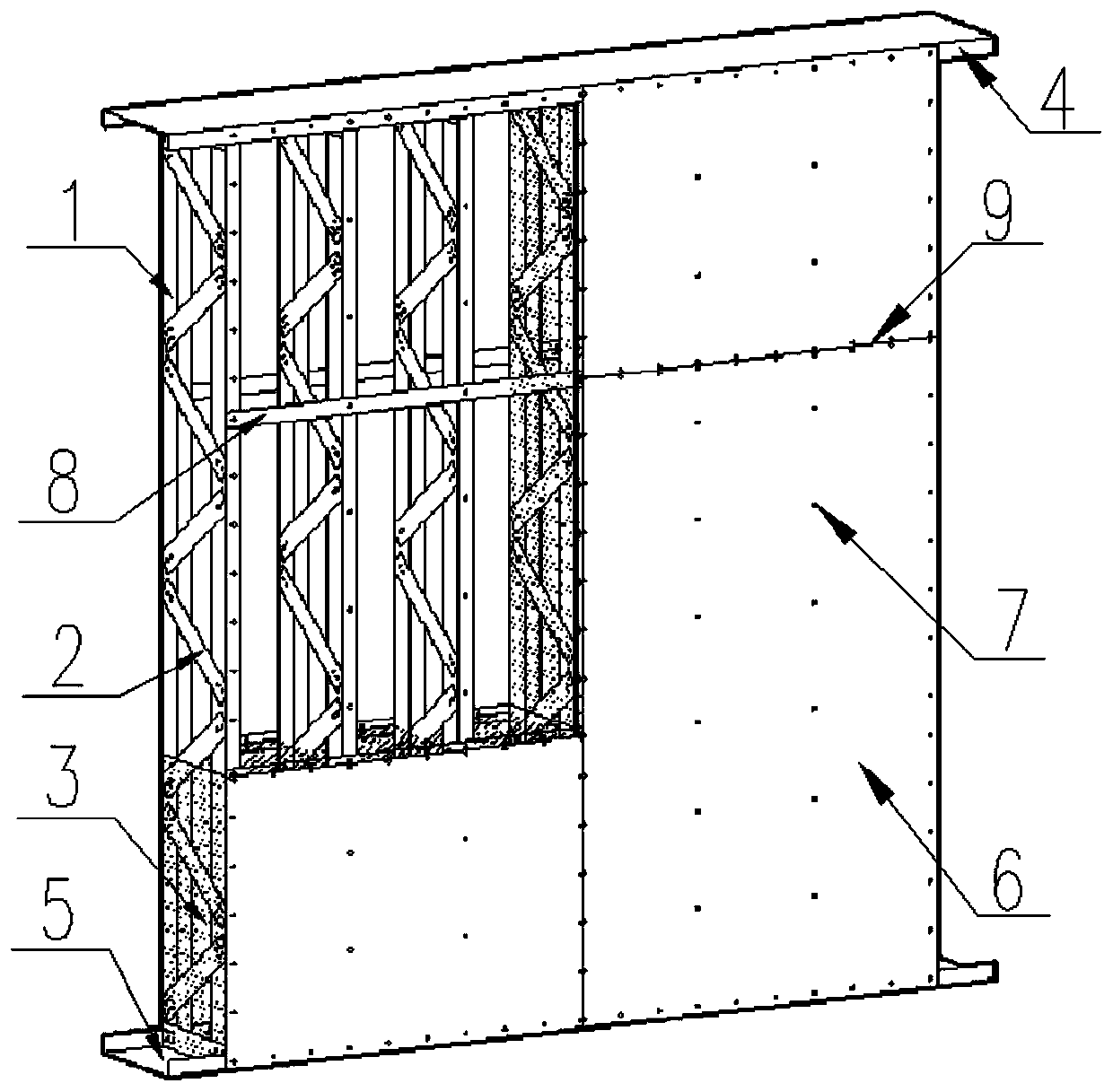 Cold-bending thin-walled steel lattice column composite wall with built-in straw grass brick
