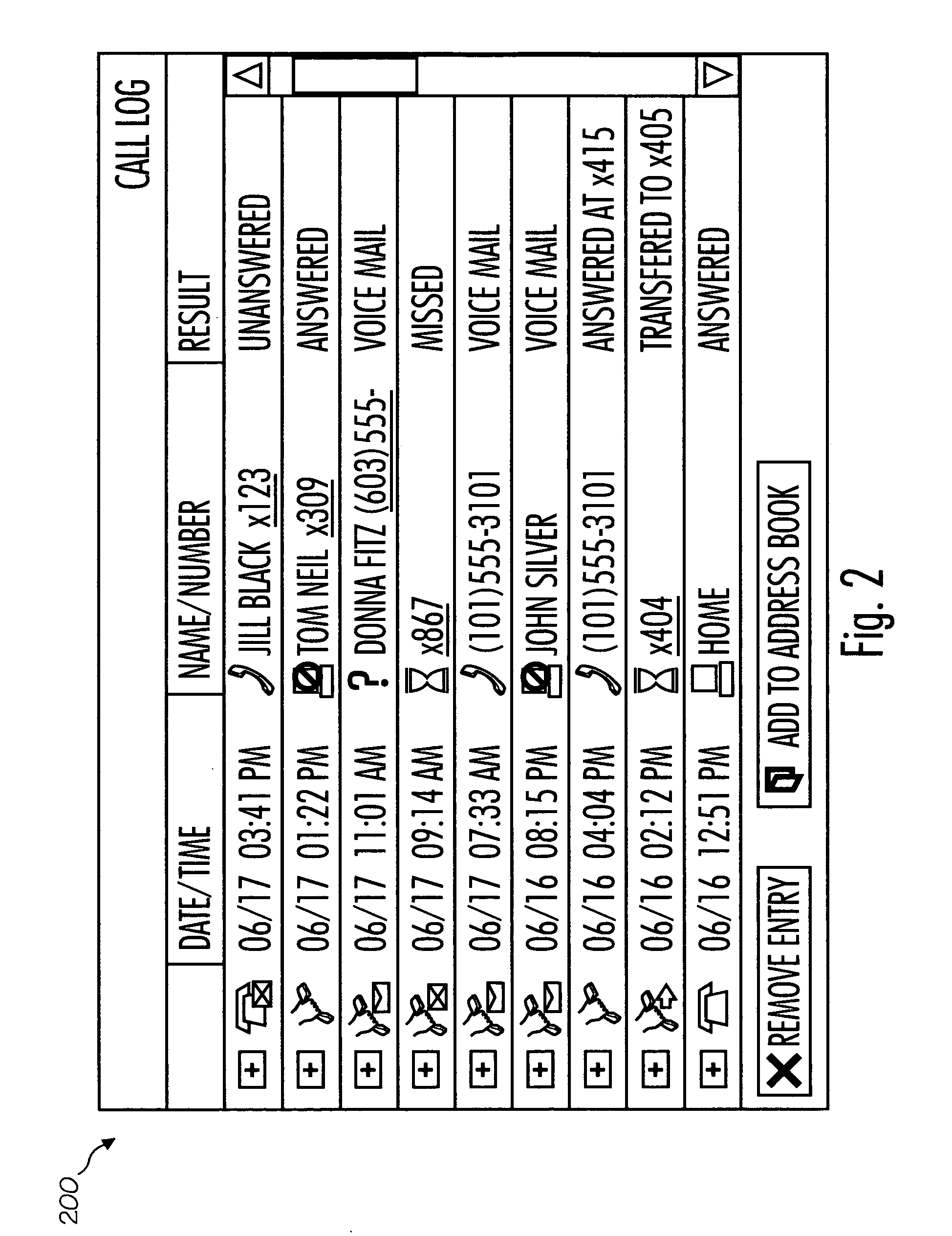 System and method for real-time call log status