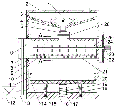 Screening integrated device for material production raw material crushing and based on ball milling principle