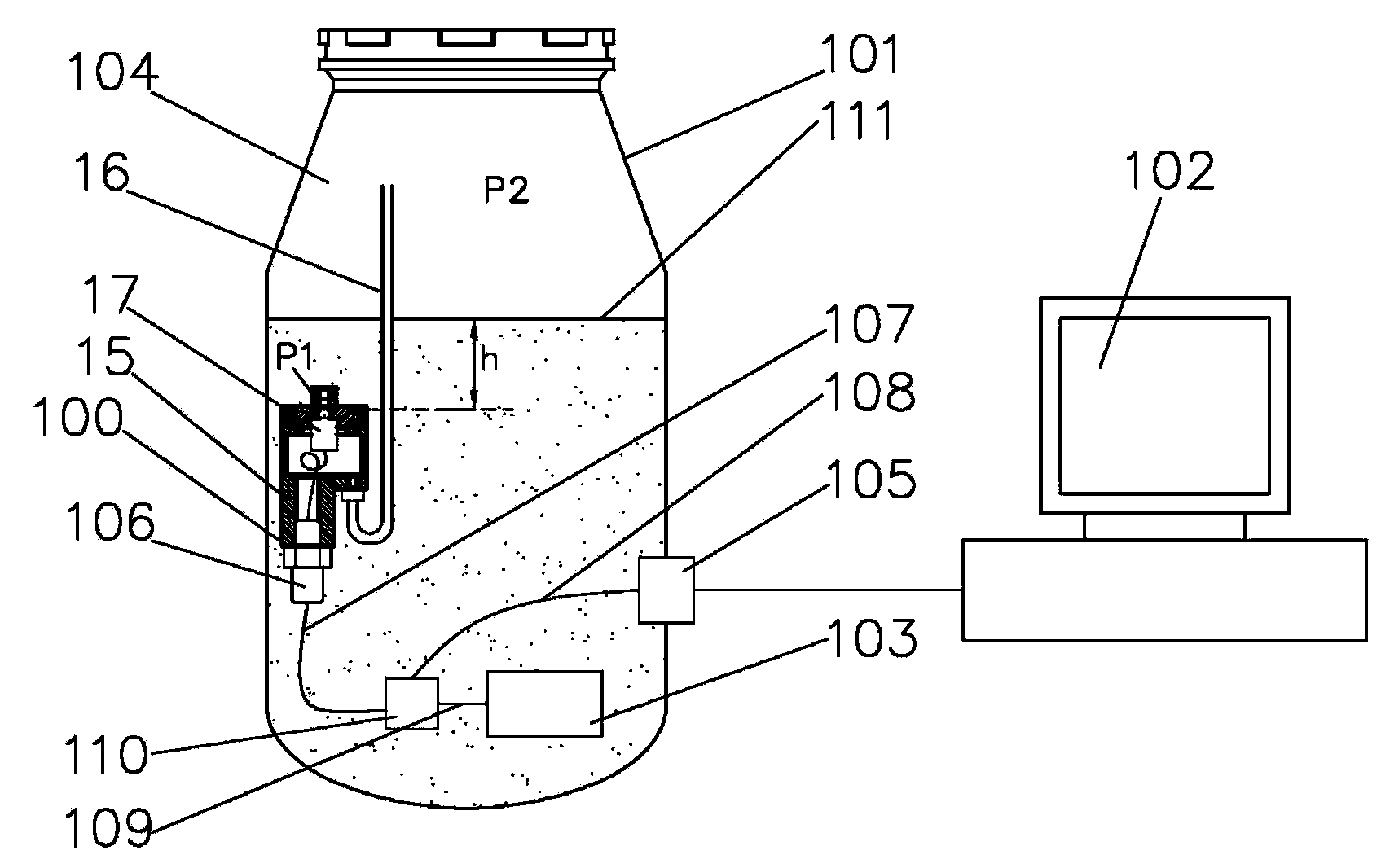 Liquid level continuous measuring device and application thereof