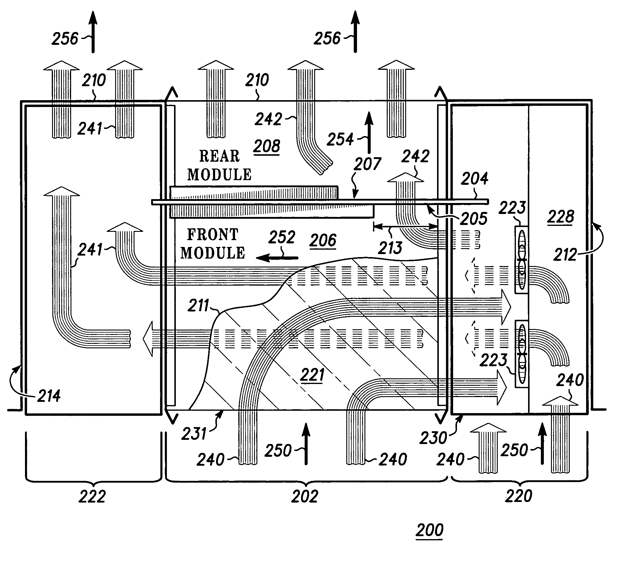 Method and apparatus for cooling a module portion