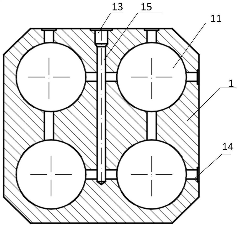 A multi-channel self-adaptive pressure balance ammunition press forming tooling