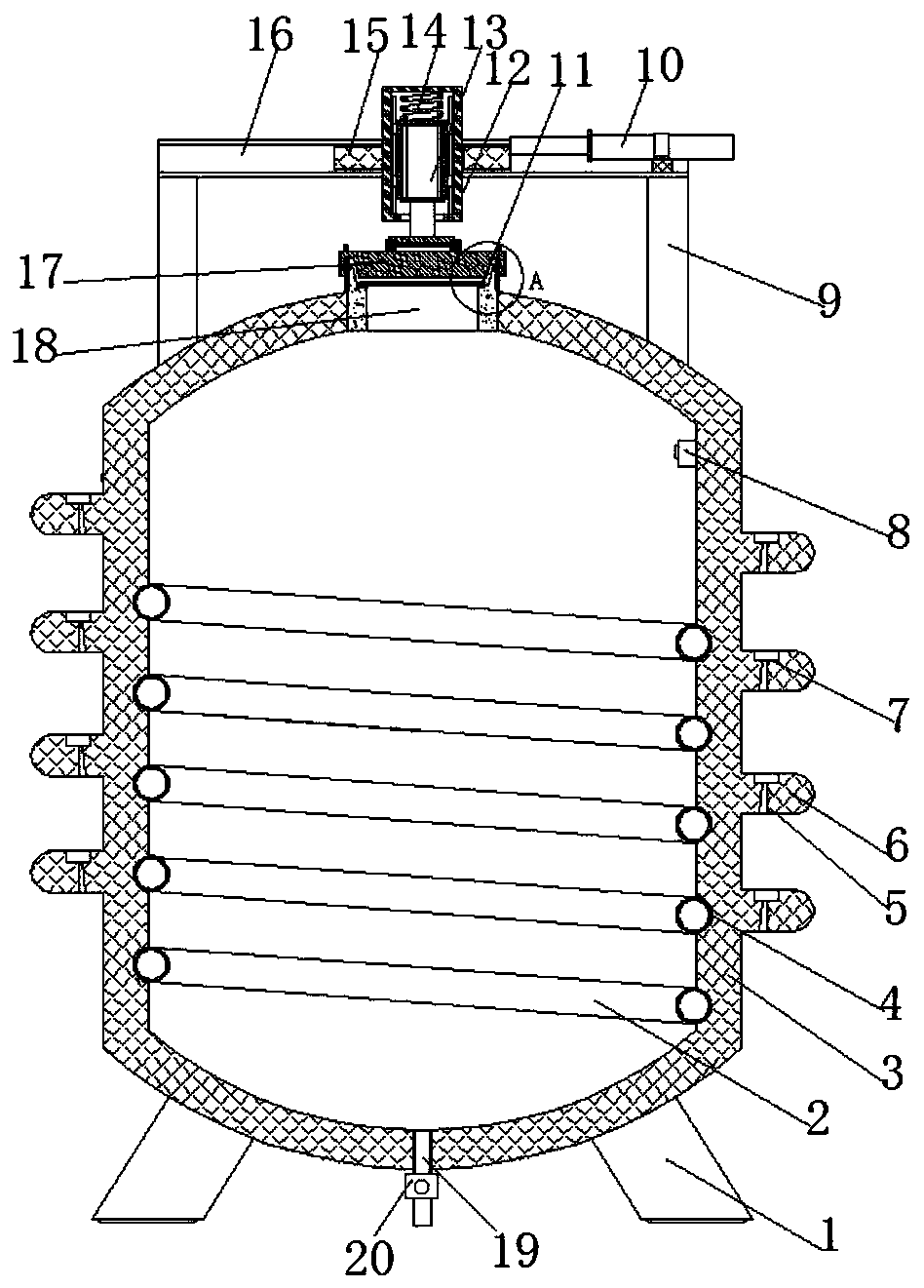 A pressure vessel for adjustable compression glass-lined equipment