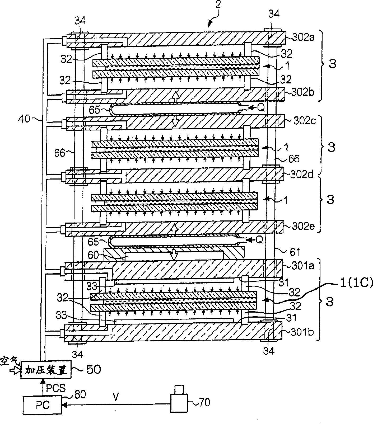 Liquid crystal cell gap adjusting device, pressure packaged device and manufacture method for liquid crystal display
