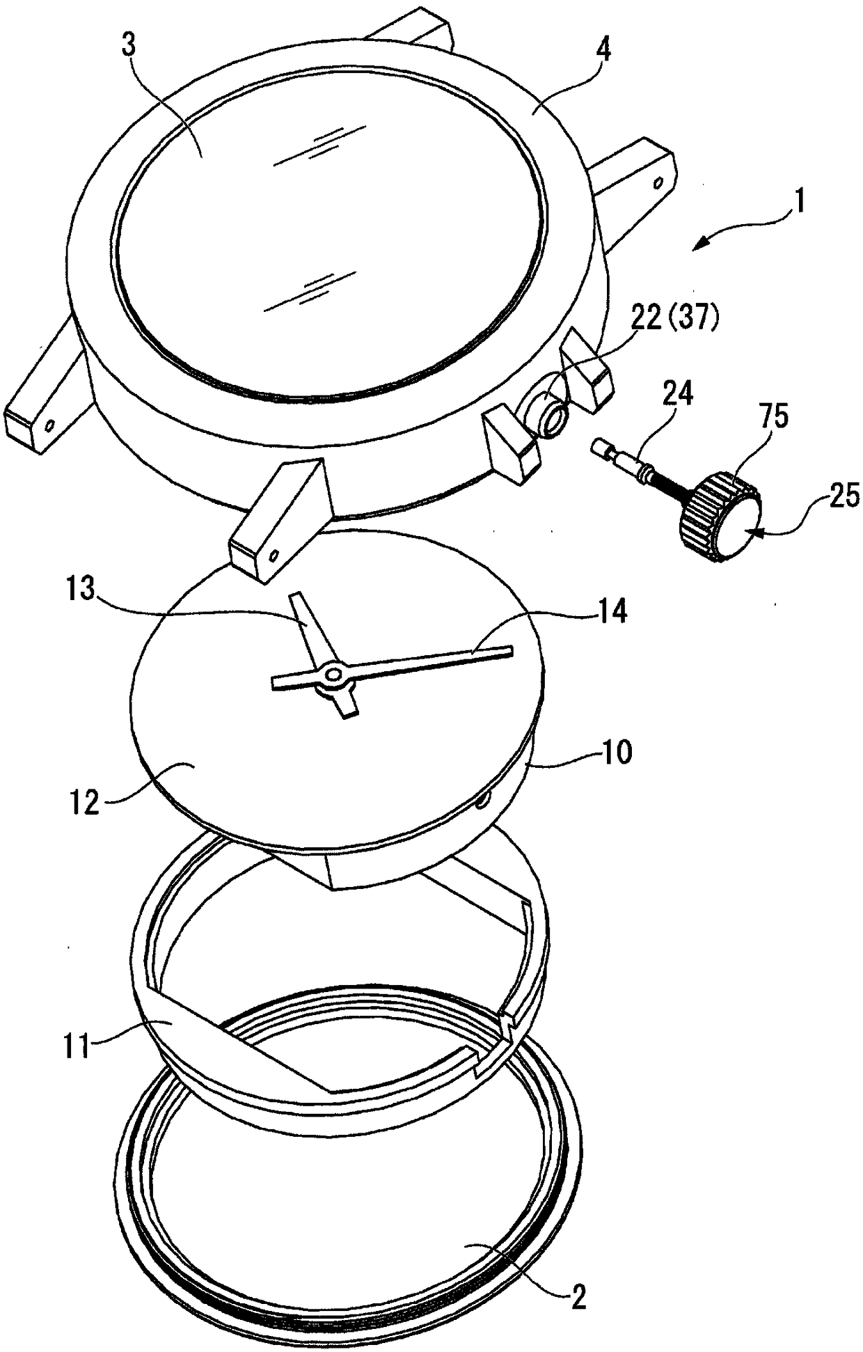 Crown lock mechanism-installed timepiece