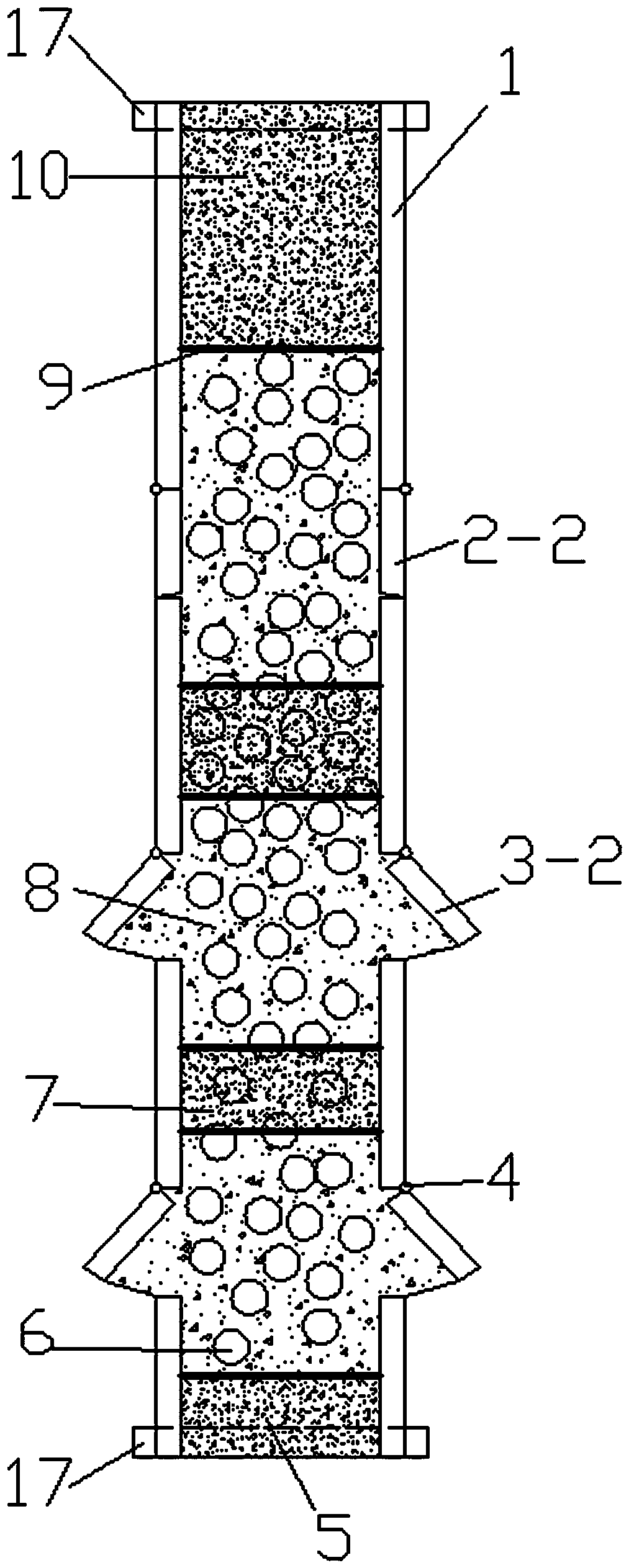 Multifunctional stress dispersing type expansive concrete steel pipe pile and construction method