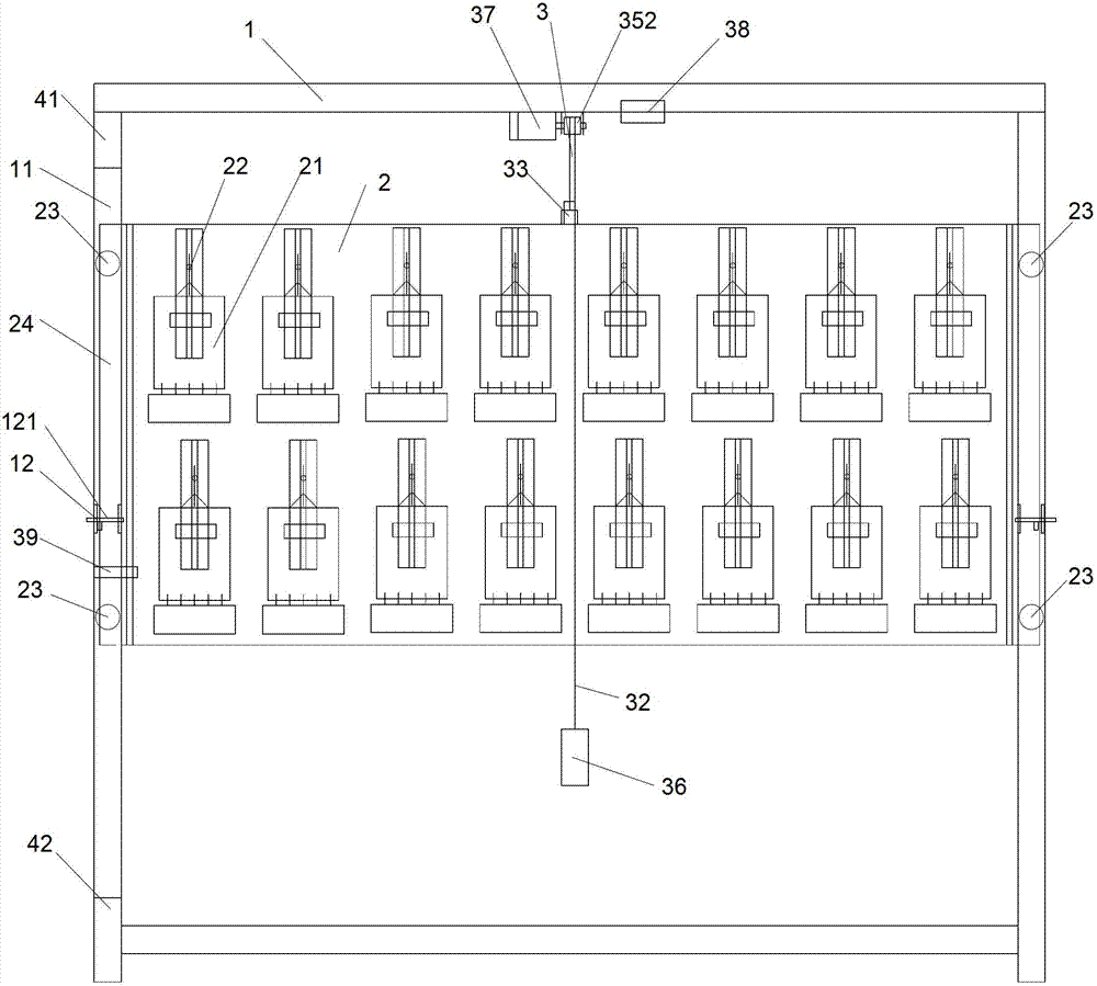 Lifting and descending device for electric energy meter checking device