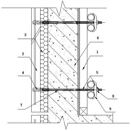 Prefabricated external wall template structure system with heat insulation function, and construction method thereof
