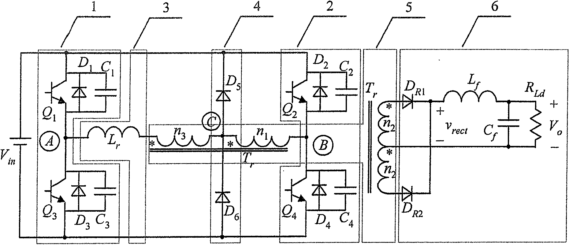 Zero-voltage switch full-bridge direct current converter