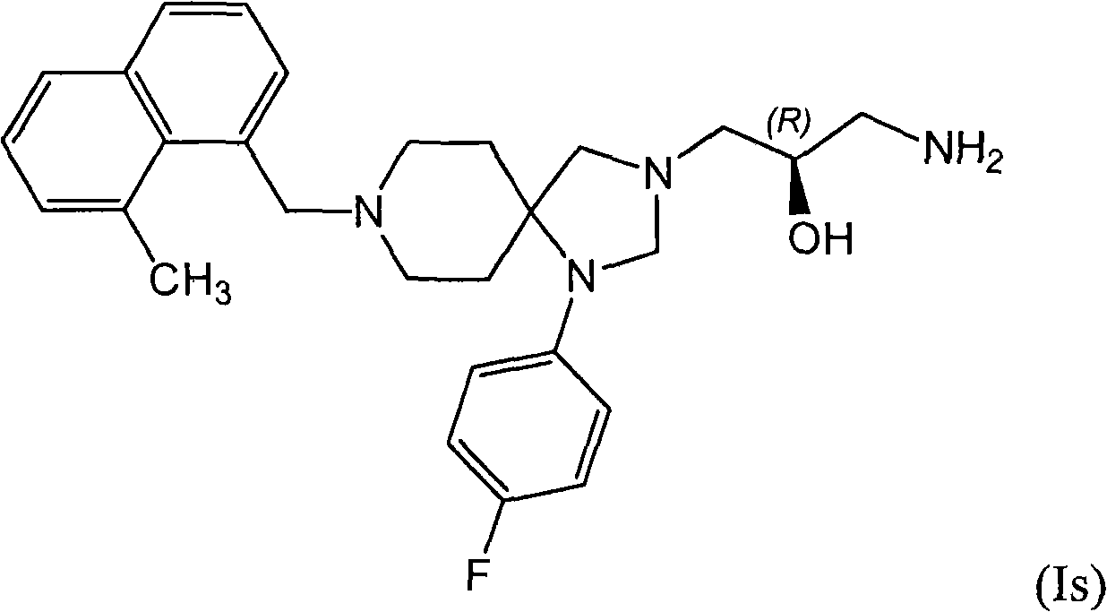 Salts of 3-(3-amino-2-(r)-hydroxy-propyl)-1-(4-fluoro-phenyl)-8-(8-methyl-naphthalen-1-ylmethyl)-1,3,8-triaza-spiro[4.5]decan-4-one
