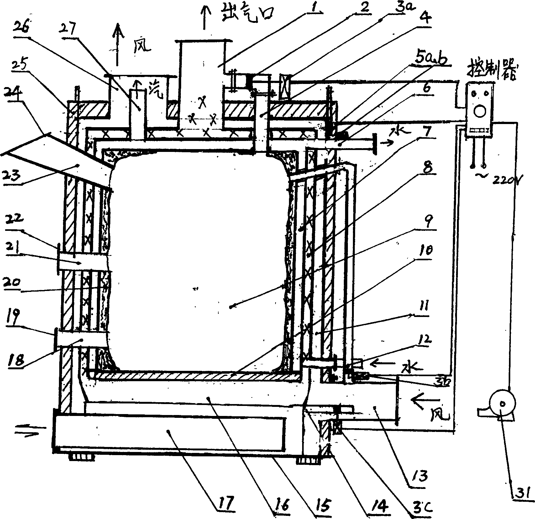 Double-purpose and coal-saving boiler with hot air heat and water supply