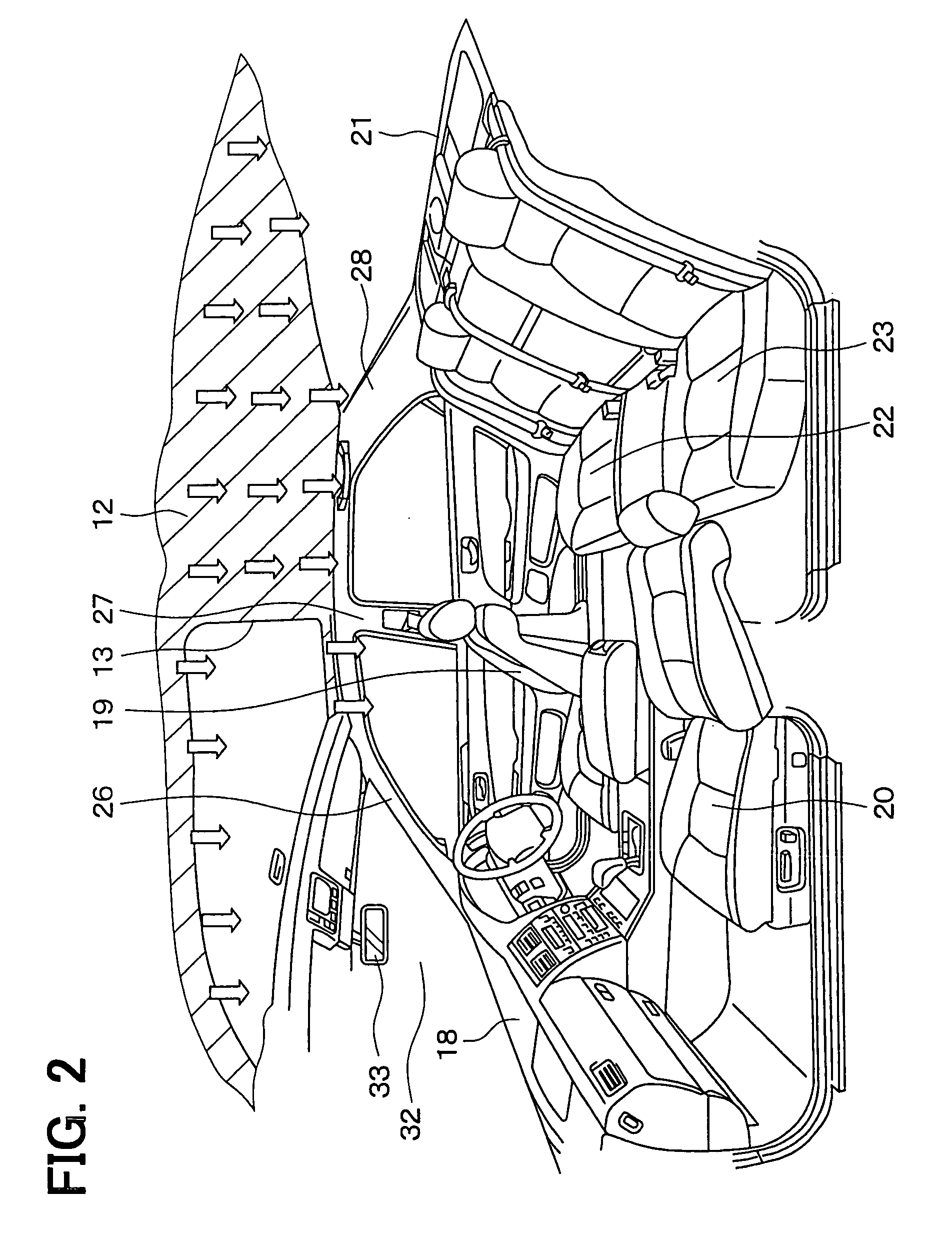 Ceiling air passage system for vehicle air conditioner