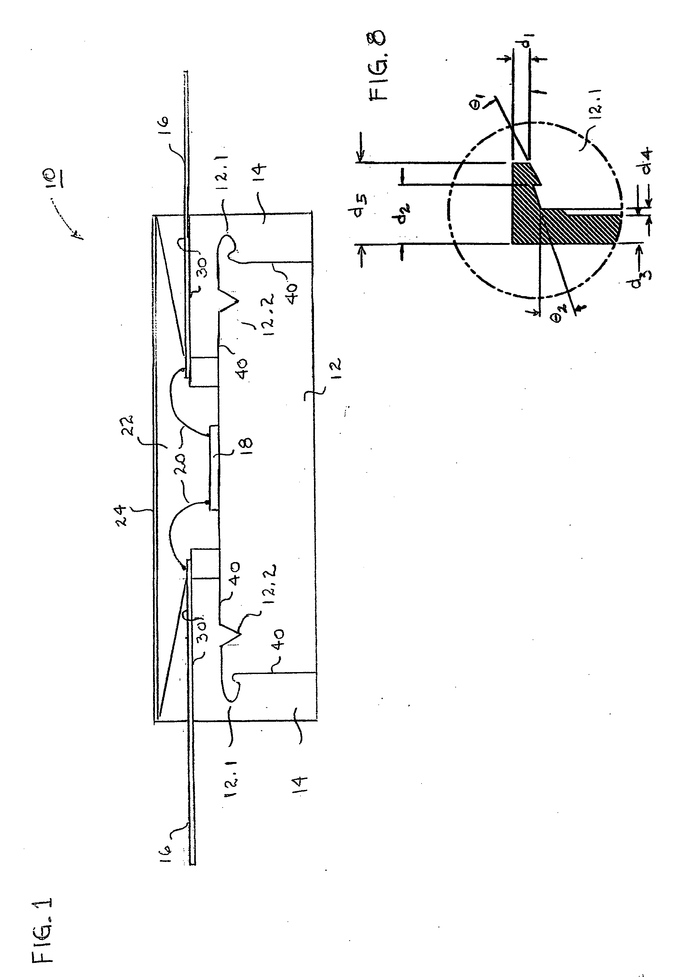 Semiconductor device package with base features to reduce leakage