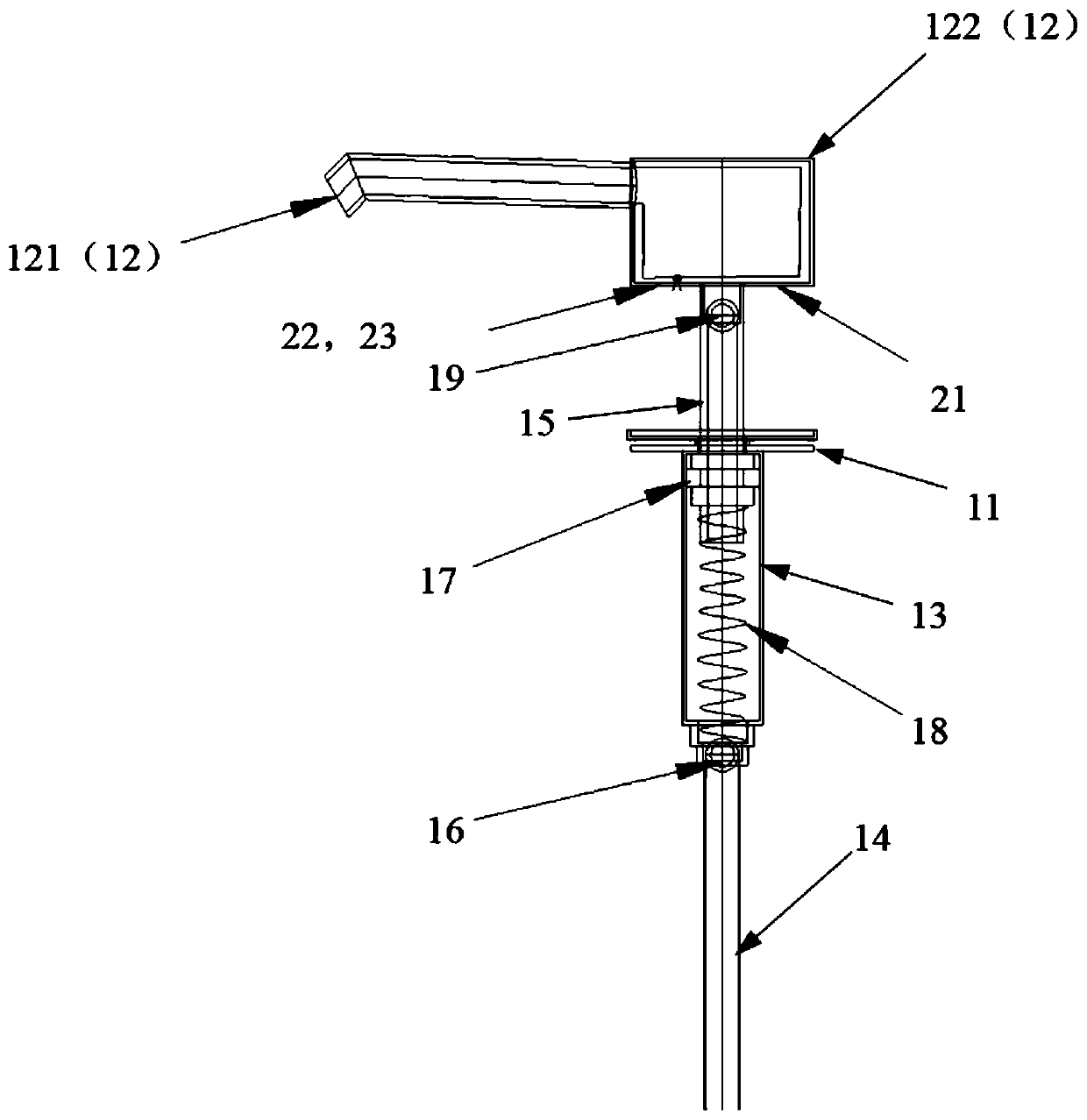 Pressing pump head with heating function and bottle provided with same