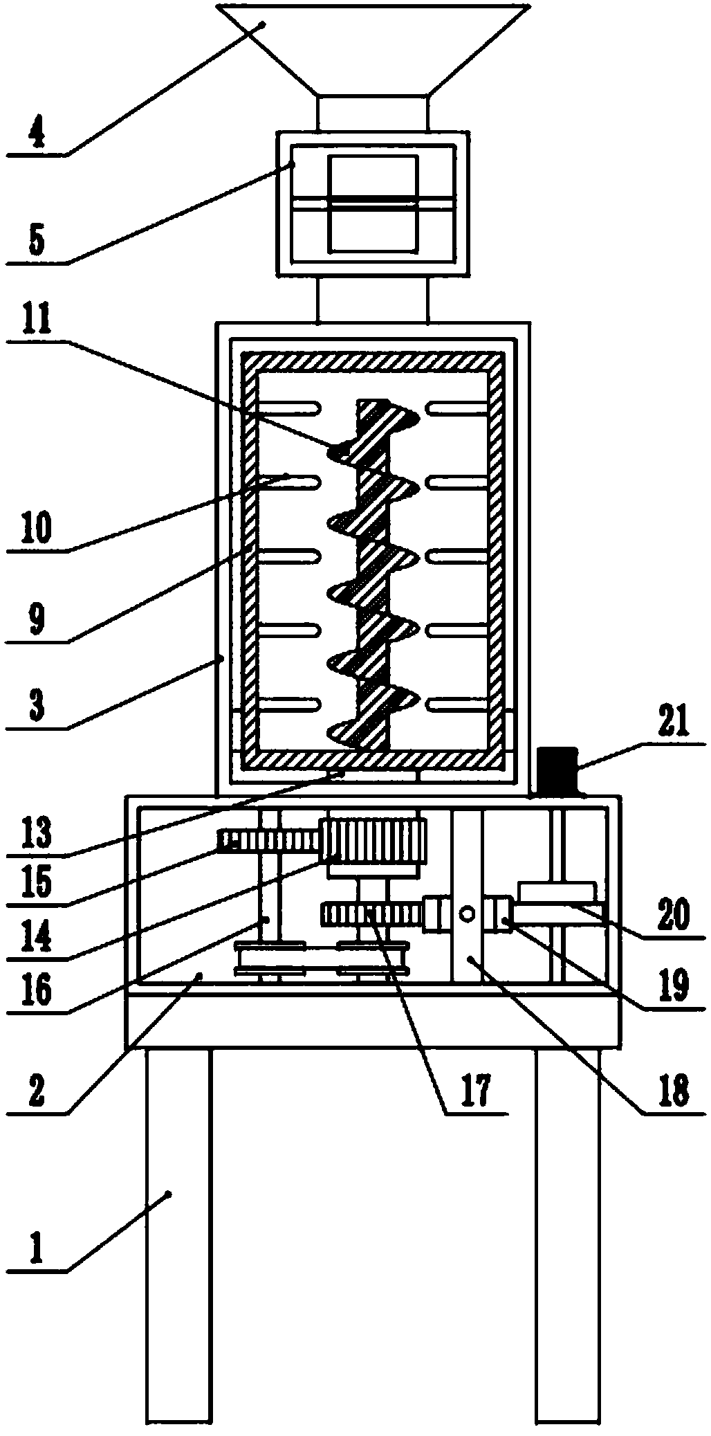 Fodder stirring device based on gear assembly driver