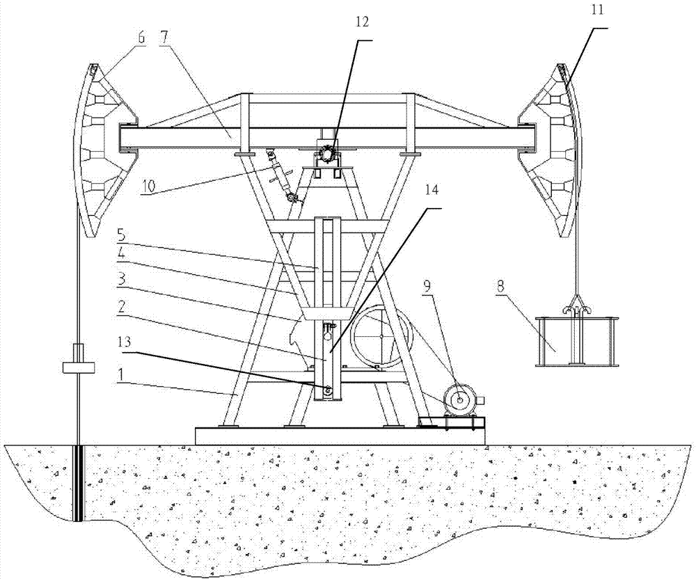 Pendulum type pumping unit with T-shaped walking beam