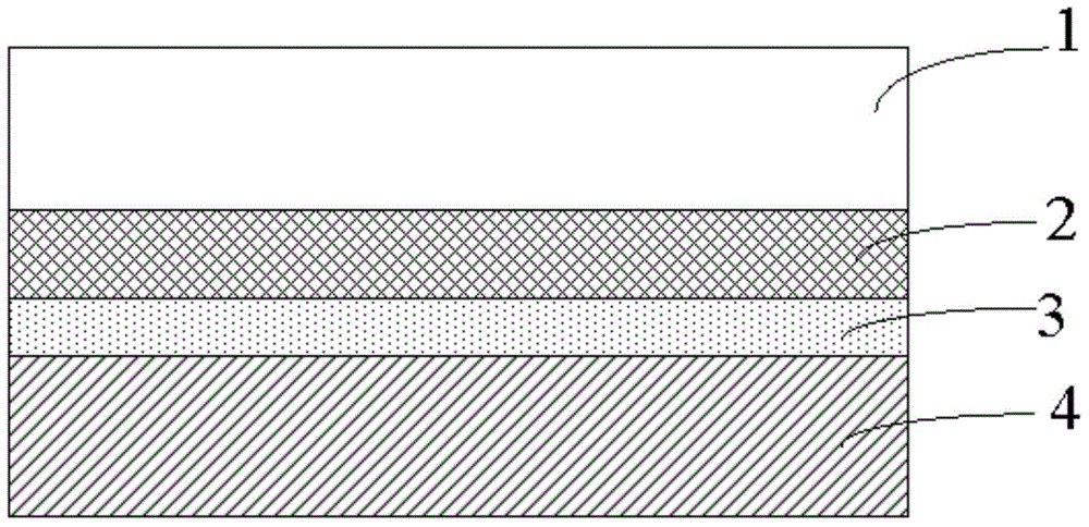 Interface adhesive material, white-to-black overlay structure based on material and construction process of overlay structure