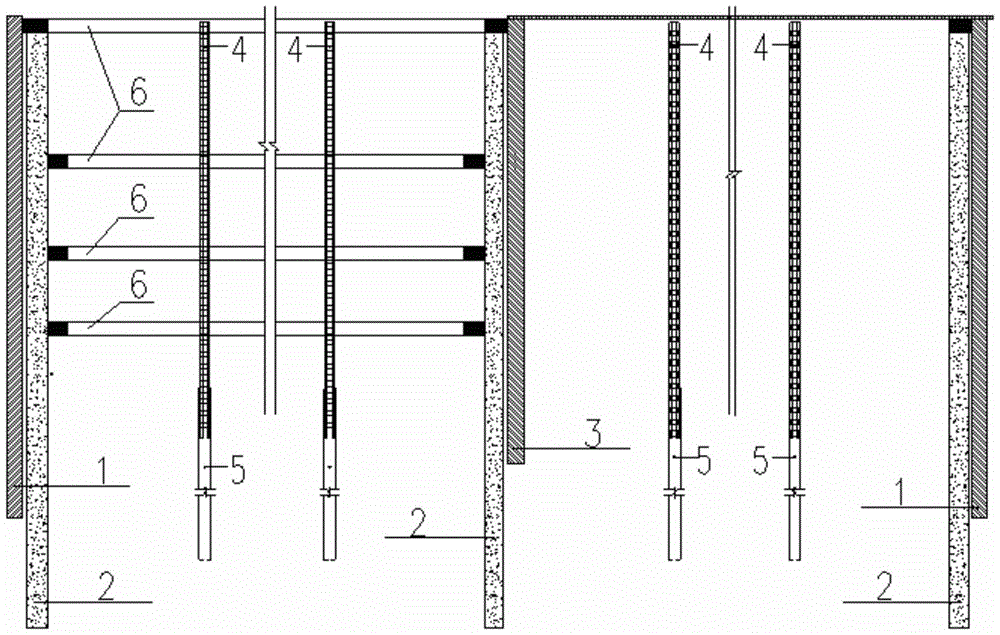 A support system and construction method for large-area deep foundation pit divisions under forward and reverse conditions