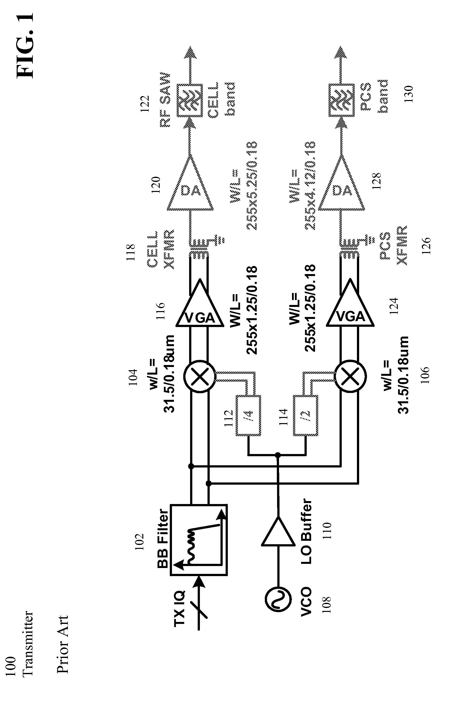 Dual band radio frequency transmitter