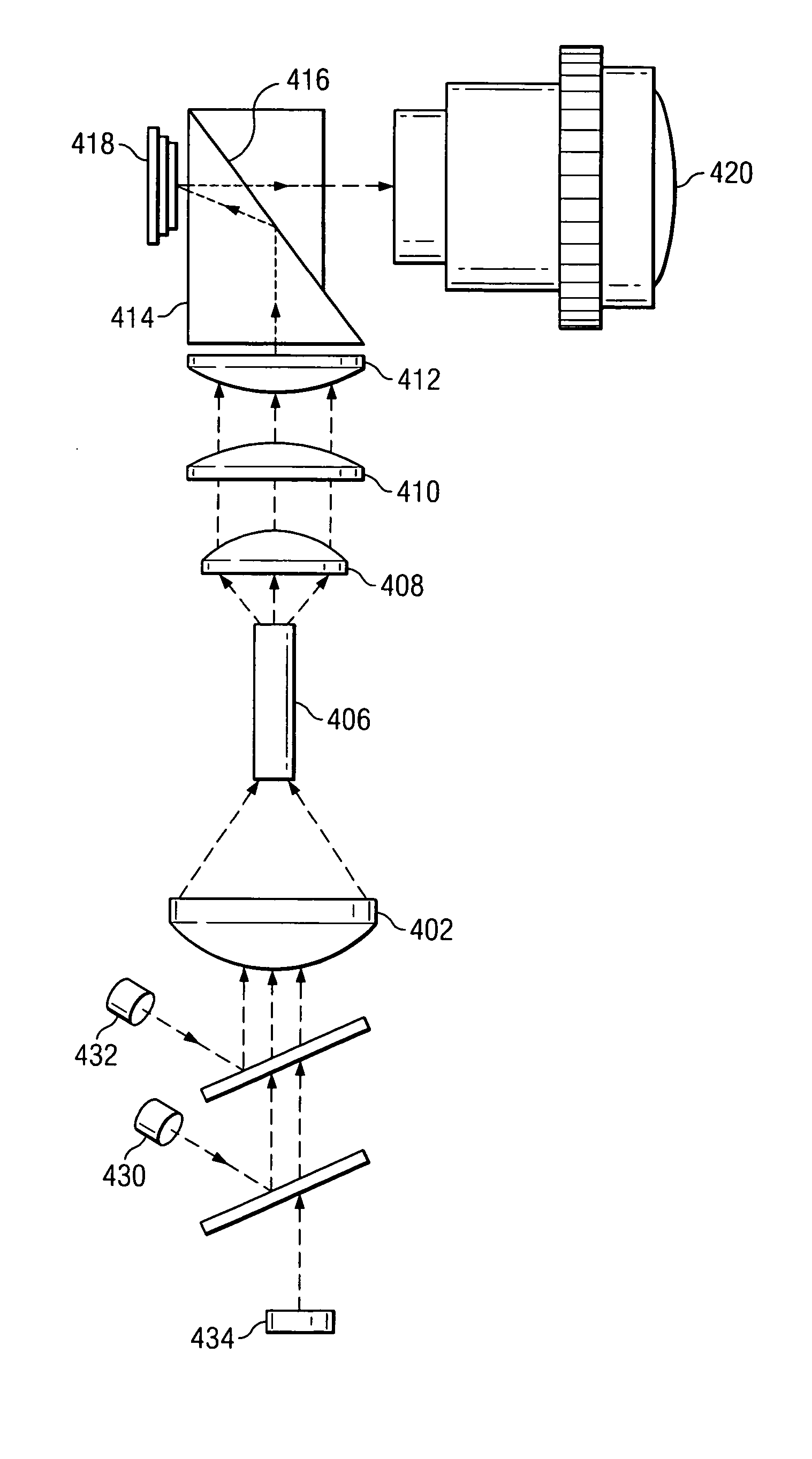 Projection system and method including spatial light modulator and compact diffractive optics