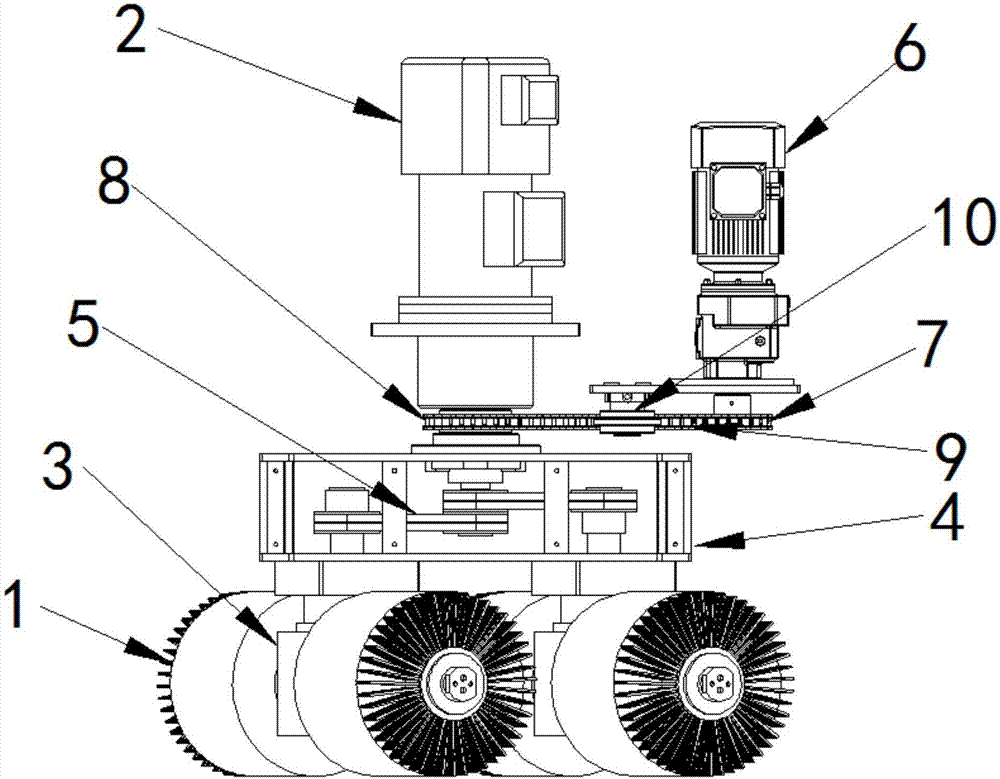 High-efficiency roller brush grinding mechanism