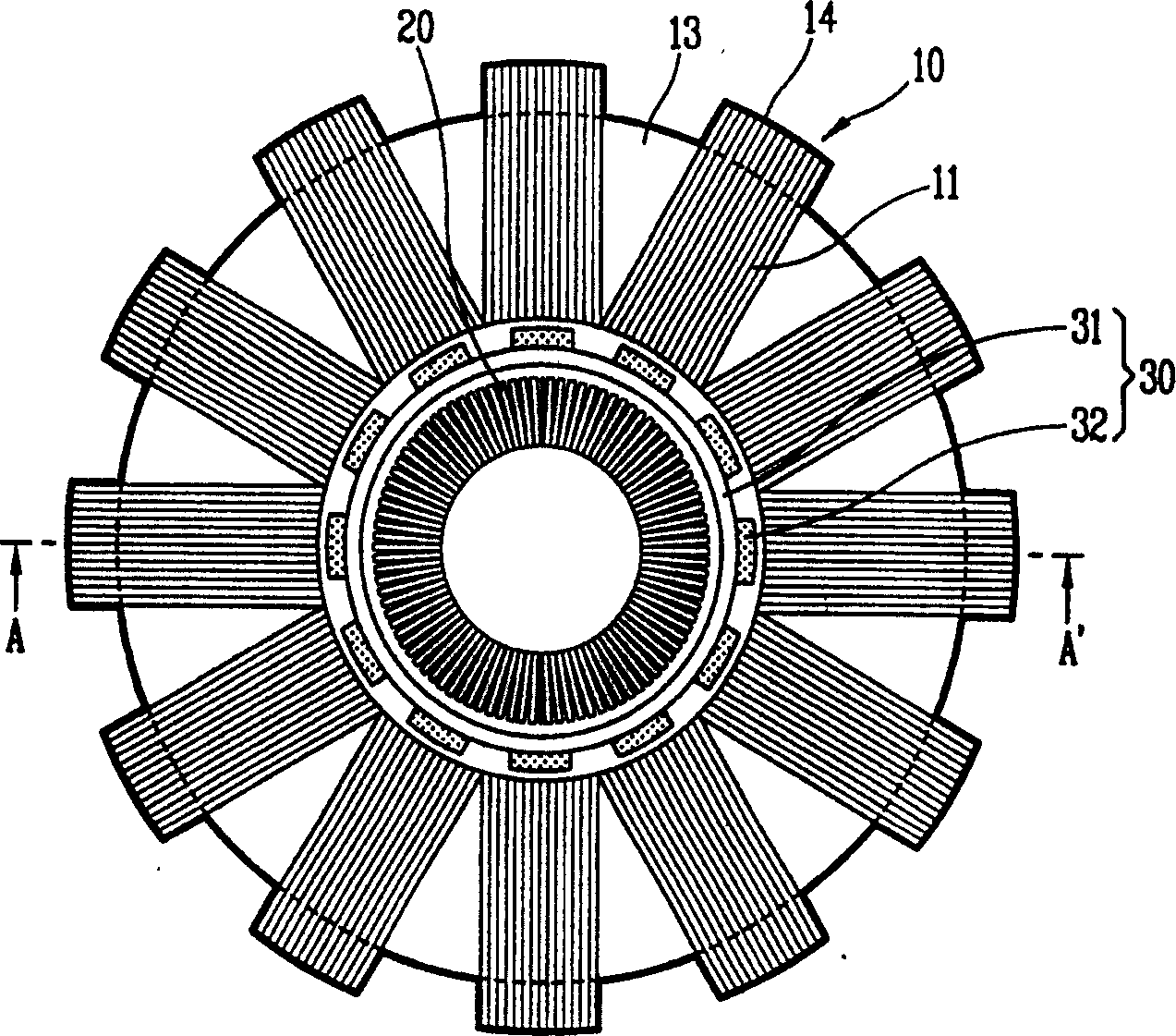 External core structure of linear motor stator and assembly method thereof