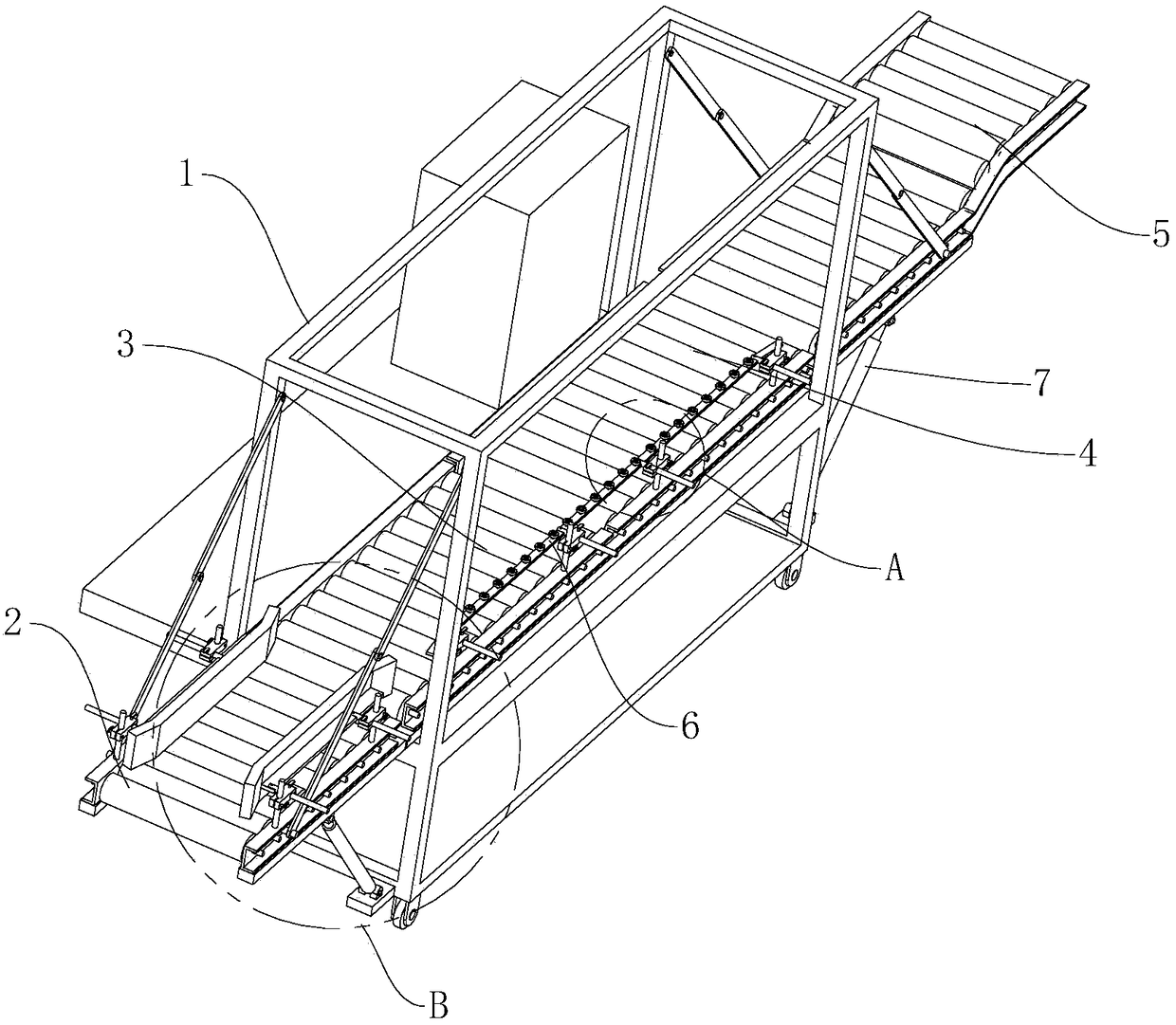 Shore-based fish catch conveying device