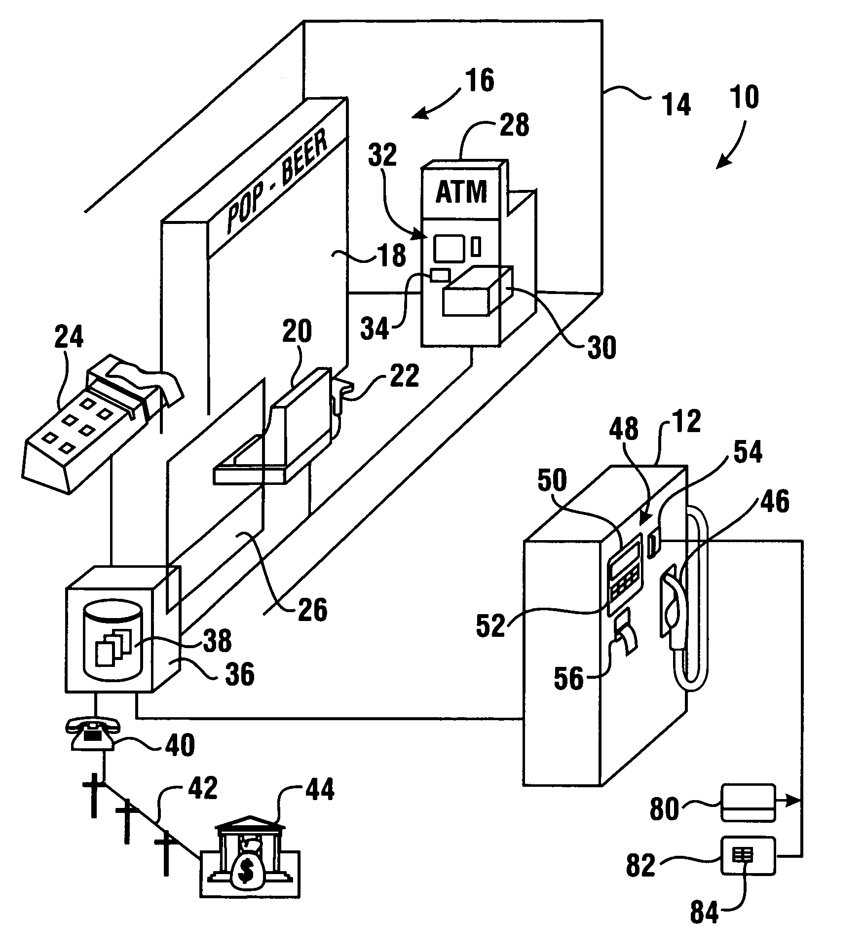 Cash dispensing method for self-service facility such as motor fuel dispensing facility