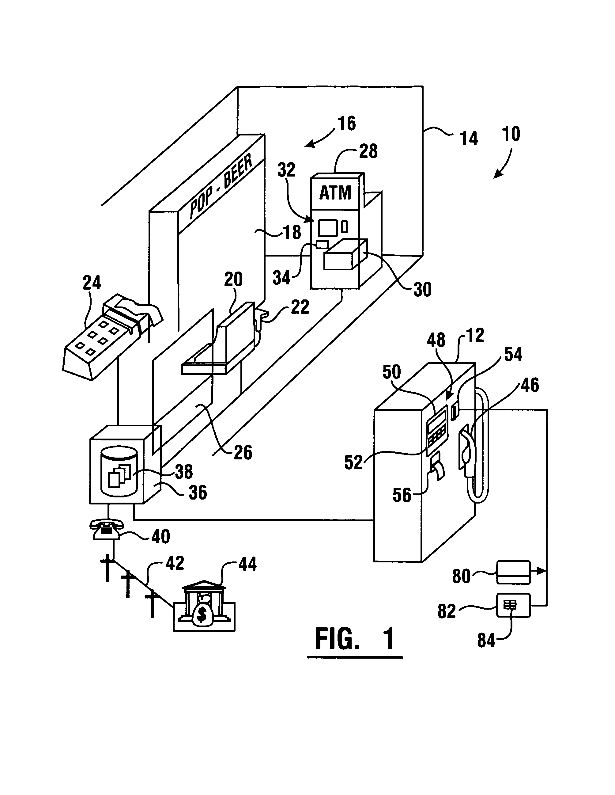 Cash dispensing method for self-service facility such as motor fuel dispensing facility