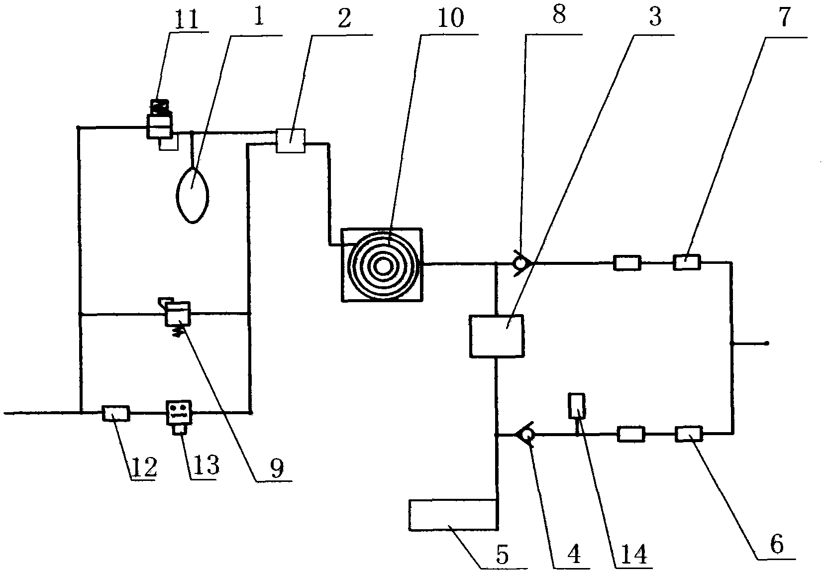 Gas circuit structure for anesthesia respirator