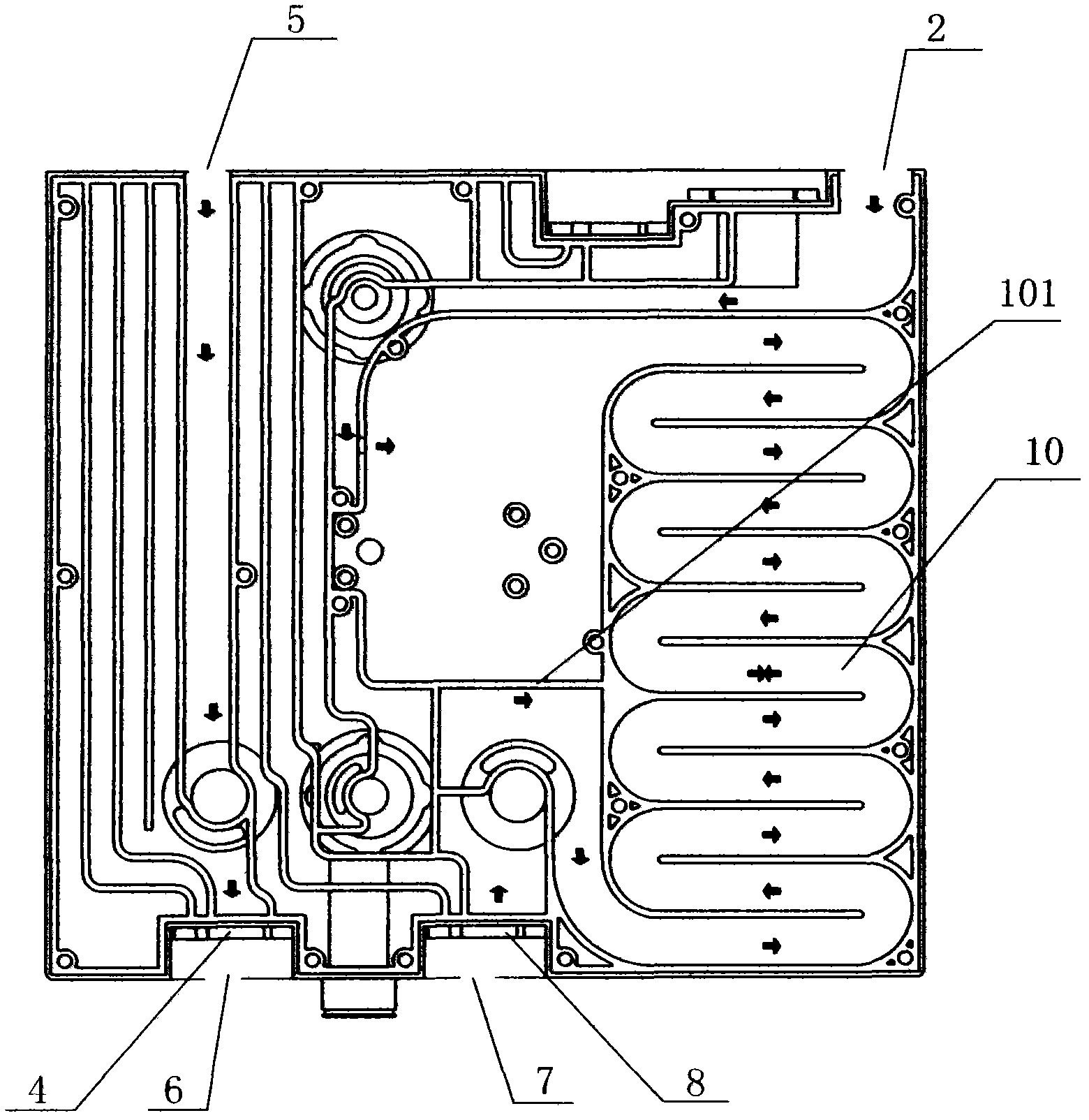 Gas circuit structure for anesthesia respirator