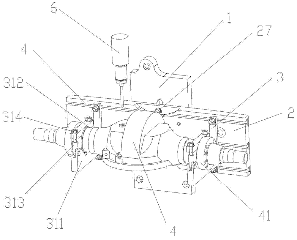 Machining device and machining technology for holes of driving axle housing of industrial vehicle