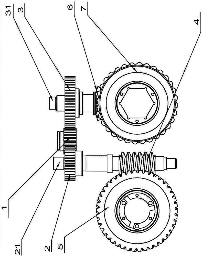 Gear transmission mechanism of electrode coping and cap replacing all-in-one machine